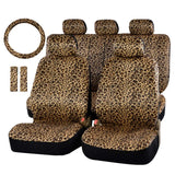 AUTOFAN Leopard Car Seat Covers Full Set with Steering Wheel Cover 2 Seat Belt Pads, Cheetah Print Seat Covers for Cars for Wome