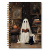 OINDADE Halloween Reading Ghost Notebook Journal, Fall Cat Ghost Spiral Notebook, Reading Journals for Book Lovers, Fall Noteboo