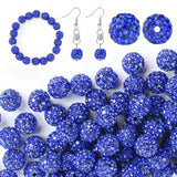 U-LIAN 100 pcs 10mm Rhinestone Beads Sapphire Blue Shiny Round Disco Ball Beads Bulk Polymer Clay Rhinestone Beads Round Crystal
