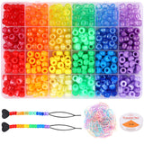 Pony Beads Bracelet Making Kit, Rainbow Kandi Beads for Jewelry Making DIY, Hair Bead for Braids for Women with Hair Beaders Rub