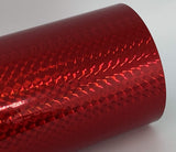Roll of Prism Sign Vinyl, Holographic 1/4'' Mosaic, Self-Adhesive (12 inch x 10 feet, Red)