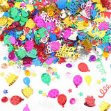 MARFOREVER Happy Birthday Glitter Confetti, Birthday Party Metallic Foil Table Confetti Multicolor Cake Balloon Sprinkles Table 