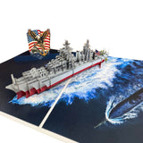 PQDGlobal 3D Navy Ship Popup Card - Handmade Military Paper Art for Birthday, Anniversary, Christmas, Father? Day, Veterans Day 