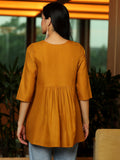 Libas Women'S Cotton Blend A-Line Kurtis (58233B_Mustard Mustard L