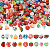 Elecrelive 190Pcs Fruits Clay Beads for Bracelets, Flower Butterfly Spacer Beads 19 Styles Polymer Clay Accessories for Necklace