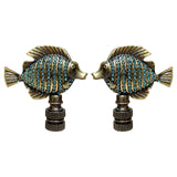 Royal Designs Emerald Fish Design 2.25 Lamp Finial for Lamp Shade, Antique Brass, Set of 2
