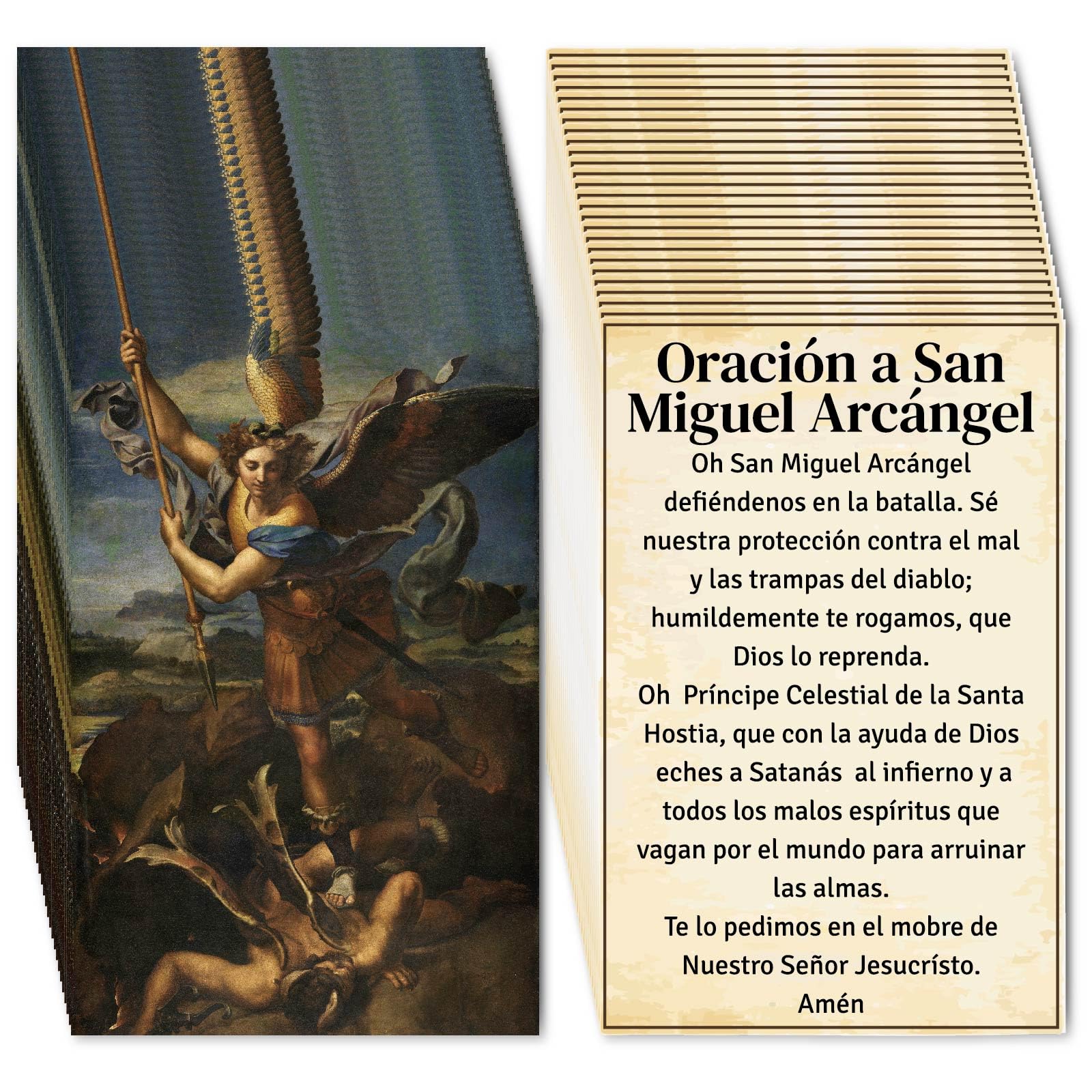 Fankya 240pcs St. Michael Catholic Prayer Cards for Peace Saint Michael Archangel Gospel Tracts Holy Catholic Prayer Cards Bible