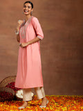Libas Women'S Silk Straight Kurta (G2745_Peach Peach Xl