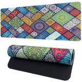 Vanzard Colorful Boho Desk Mat,Large Cute Mouse Pad for Desk, Girly Mousepad with Stitched Edges, Computer Keyboard Mat for Work