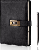 Diary With Lock Piyubind A5 Pu Leather Journal With Combination Lock,Vintage Lock Journal Password Protected Notebook With Pen&G