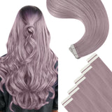 YoungSee Purple Tape in Extensions Human Hair Light Purple Tape on Hair Extensions Human Hair Lavender Human Hair Extensions Tap