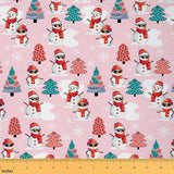 JEJELOIU Funny Xmas Snowman Fabric by The Yard Snowflake Upholstery Fabric for Chairs Christmas Tree Waterproof Indoor Outdoor D