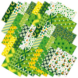FYSUIMU 40Pcs St. Patrick's Day Squares Fabric Cotton Fabric Bundles Small Green White Shamrock Clover Quilting Coin Shoe Sewing