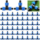 Tujoe 50 Pcs Drip Irrigation Tee Fittings 5/8 Inch Universal Tee Connector Drip Line Tubing Fittings Barbed Compatible with Most