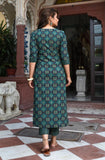 Lookmark Women'S Printed Cotton Blend Straight Kurta Pant Dupatta Set - Stylish Ethnic Wear For Women (Az-Lm-Og-Ks2116-Xxl) Gree