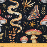 Feelyou Boho Fabric by The Yard Kids 10 Yard Death Moth Upholstery Fabric for Chairs Snake Waterproof Outdoor Fabric Mushroom Re