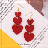 Jagucho Leather Earrings Dangle for Women, Lightweight Heart Earrings Drop, Valentines Day Gifts (Red 42)