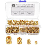 Yaocom M2 M3 M4 M5 Threaded Inserts, 70 + 100 + 50 + 50 Pieces Brass Heat Set Inserts, 3D Printing Knurled Metric Nuts for Plast