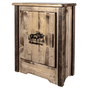 Montana Woodworks Homestead Collection Accent Cabinet With Laser Engraved Moose Design, Left Hinged, Stain & Clear, Stained & Cl