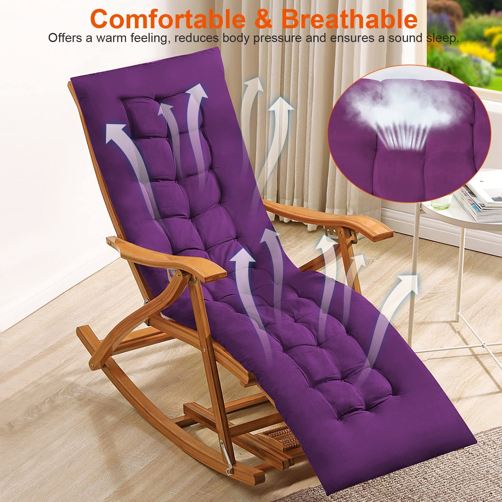 iMounTE 67inch Lounge Chair Cushions Chaise Lounger Cushion Soft Sofa Mat Long Bench Cushion for Outdoor Furniture, Indoor Outdo