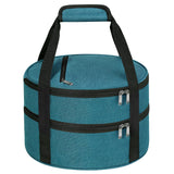 Round Double Insulated Casserole Carrier 12inch Portable Pie Tote, Cyan