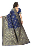 Sugathari Womens Banarasi Saree Pure Kanjivaram Silk Saree Soft New Ladies 2023 Design Wear Pattu Sarees Latest Cotton Party Sari Collections With Blouse Piece For Wedding Sadi (Pari 73 N Blue)