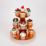 YLDW 3-Tier Cupcake Stand, Rose Gold Cardboard Cake Stand holder, Tiered DIY Cupcake Stand Tower for Dessert Table Displays, Bir