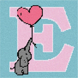 Pepita Needlepoint Canvas: Letter E Elephant Balloon, 7 x 7
