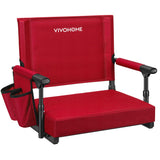 VIVOHOME Stadium Seat with Back Support and Cushion, Portable Bleacher Chair with Cup Holder and Shoulder Strap, Comfortable for