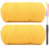 2 Pack Tshirt Yarn for Crocheting,Yellow T Shirt Chunky Elastic Fabric Thick T-Shirt Crochet Yarn for Beginners Crocheting Hand 