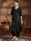 Libas Women'S Silk Blend Kurta Set (39052_Black Black M