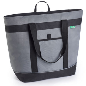 Jumbo Insulated Cooler Bag (Gray) with HD Thermal Insulation - Premium, Collapsible Soft Cooler Makes a Perfect Insulated Grocer
