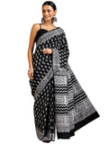 Libas Women'S Cotton Saree (16107_Black)