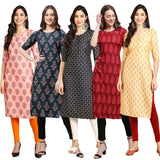 Pinkmint Women's Crepe Digital Print Straight Kurta (Pack of 5) [S-368-335-362-337-360-XL]