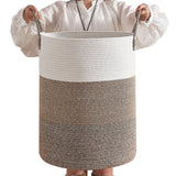 CLHMILY&Z 80L Laundry Basket Round Storage Rope Basket - 16.5x22.5 Inches - Laundry Hamper in Bedreoom and Mutil Storage Bin for