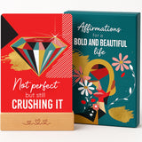 Enqli Affirmation Cards for Women - Bold & Beautiful Gift Set with 44 Daily Empowering Quotes + Wooden Stand - Self Love, Confid