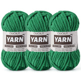3 Pack Greener Fluffy Chunky Chenille Crochet Yarn, Baby Yarn for Crocheting Soft Blanket, Bulky Velvet Yarn (100g/54.8yds Each)