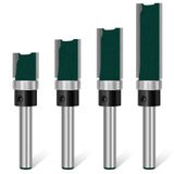 Feanron Flush Trim Router Bit Set 4 Pcs Straight Cut Router Bits 1/4 Inch Shank, Carbide Tipped Pattern Template Route Bit with 