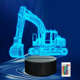 CoolGift Mart Excavator 3D Night Light, 3D LED Optical Illusion Lamp with Remote Control and Timer, Perfect Christmas and Birthd