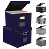 Hleelomi Collapsible File Box with Lid & Plastic Slide - Hanging Document Organizer for Office/Home, 14.96x12.6x10.83 Inch,Dark 