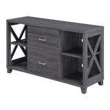 Convenience Concepts Oxford Deluxe 2 Drawer TV Stand with Shelves for TVs up to 55 Inches, Weathered Gray