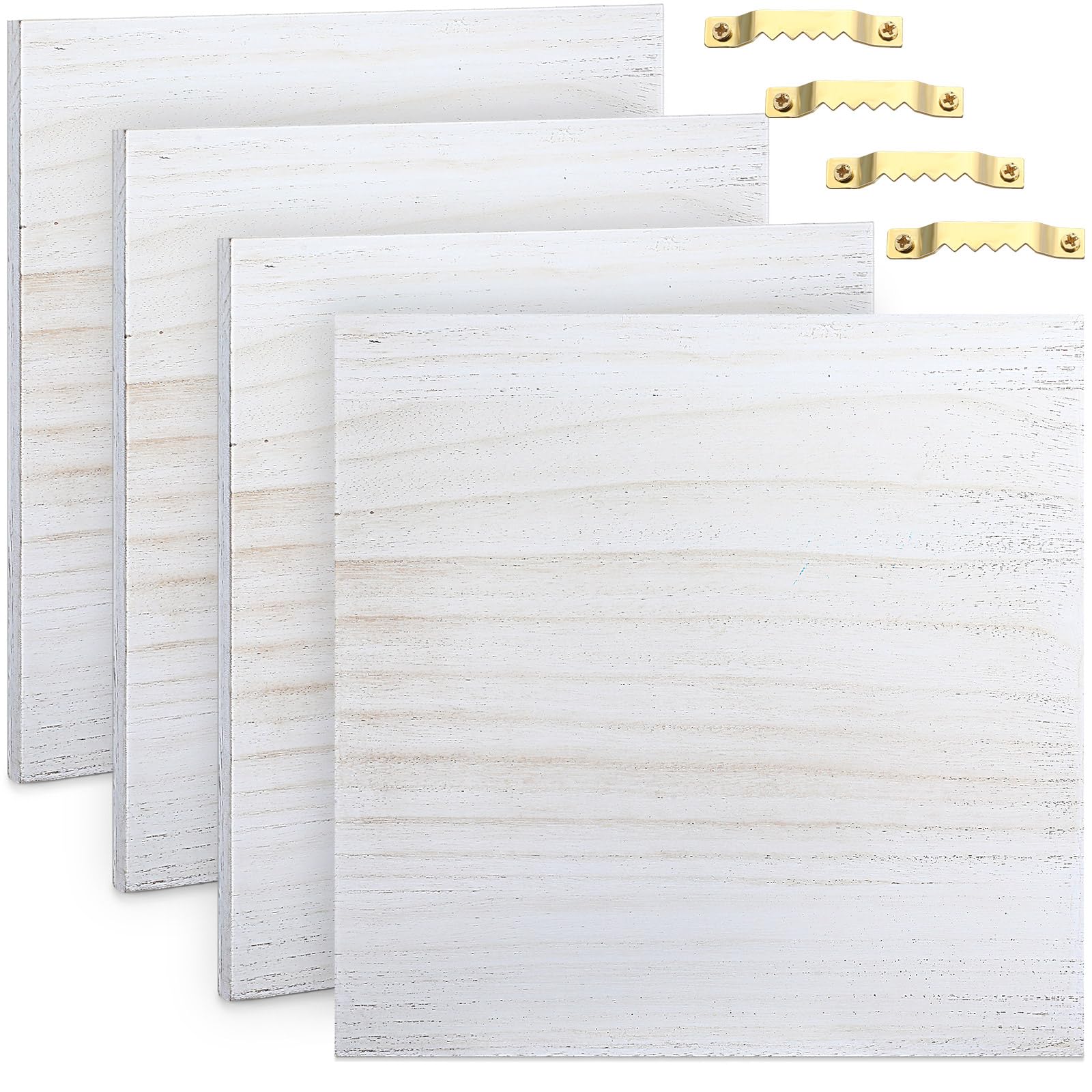 DoubleFill 4 Pcs Washed Blank Wooden Signs, 12 x 12 x 0.6 Inch Blank Signs for Crafts, Rustic Wood Canvas, Wooden Plaque, Wood P