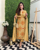 Anni Designer Women'S Rayon Blend Straight Bandhej Printed Kurta With Pant & Dupatta (Turae Cream-Vks01_S_Cream_Small),Cream,S,Rayon Blend,Classic,