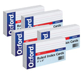 Oxford Ruled Index Cards, 3 x 5, White, 100Pack (31), Pack of 5