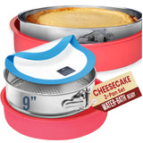 PET TS DESSERTS Cheese Cake Pans for Baking - NON TOXIC 9 Inch Spring Form Pan for Cheesecake with LEAKPROOF SILICONE PROTECTOR
