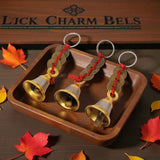 Jsr Traditional Guardian Bell Keychain Set, 3 Gold Brass Bells With Lucky Coins And Red Cord, Feng Shui Good Luck Charm