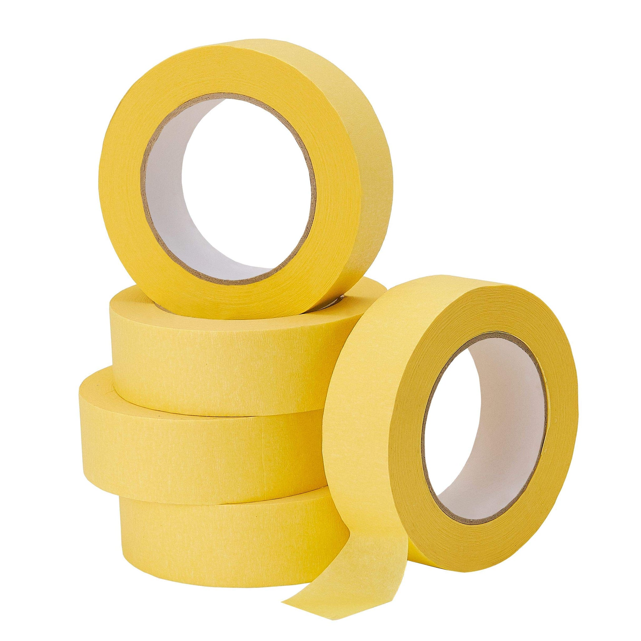 Lichamp 5-Pack Automotive Refinish Masking Tape Yellow 36Mm X 55M, Cars Vehicles Auto Body Paint Tape, Automotive Painters Tape 