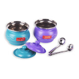 Sumeet Stainless Steel Pot Set, 300Ml, 2 Piece (Multicolor), BlueViolet