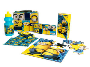 Minions Gift Set - Minions Lunch Tin Box, water bottle, puzzle, stickers, and Pencil Case.