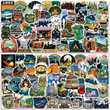 100 Pcs Wilderness Hiking Adventure National Natural Park Outdoor Camping Stickers, Must-Have Sticker Signs for Outdoor Lovers a